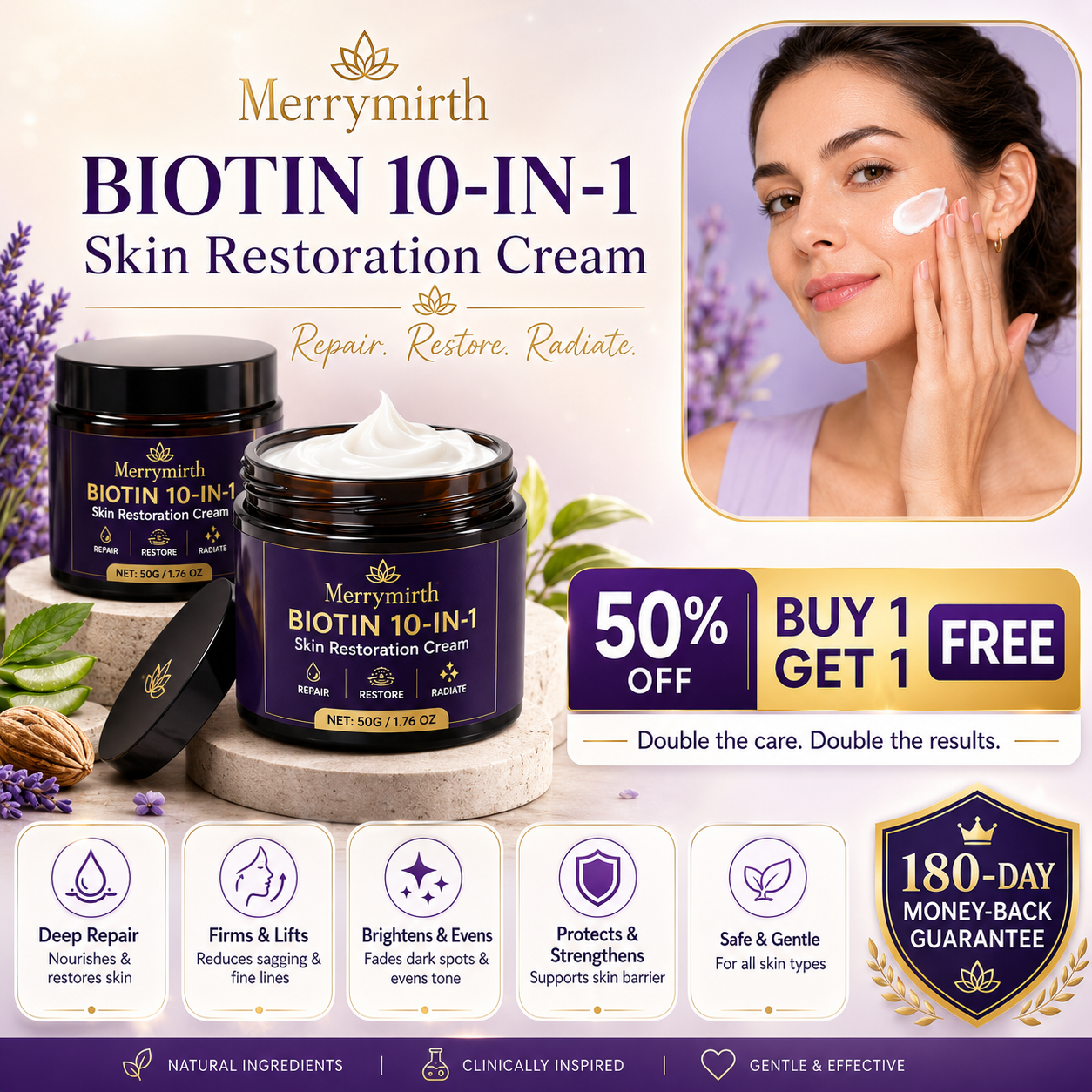 Merrymirth BioRenew 10-in-1 Skin Perfecting Cream – Multi-Concern Moisturizer for Smoother-Looking Skin